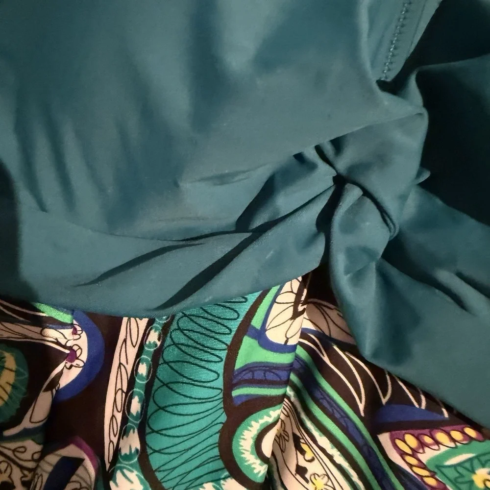 One Piece XXL Shaping Swimsuit Dress Boho Paisley Empire Waist Cruise Resort NWT